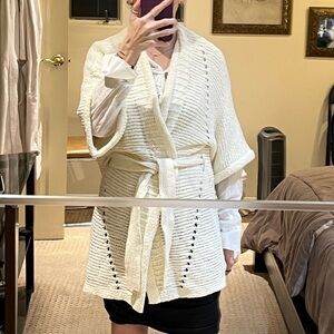 Veronica Beard Belted Knit Short Sleeve Cardigan.